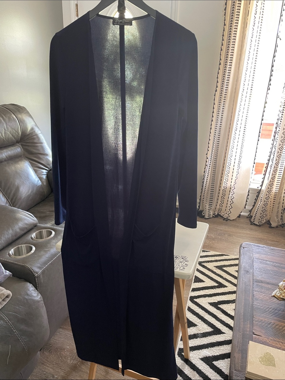 Open Front Longline Blazer Jacket with pockets - Navy (0063)